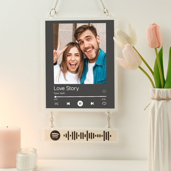 Personalized Photo Spotify White Acrylic Plaque Home Decoration Gift for Couple - photowatch