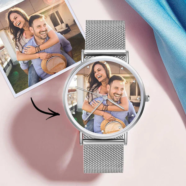 Gift for Lover Custom Photo Watch Engraved Alloy Bracelet for Her