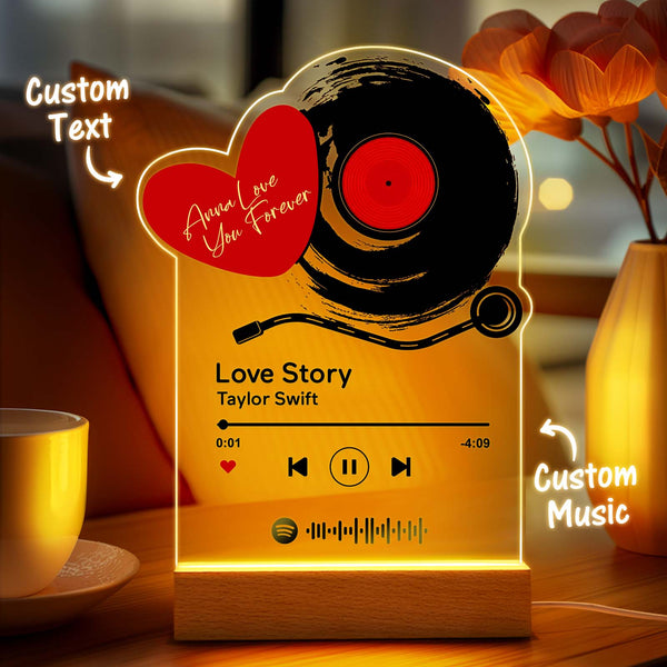 Personalized Romantic Love Records Acrylic Night Light Gift for Couple Home Decor - photowatch