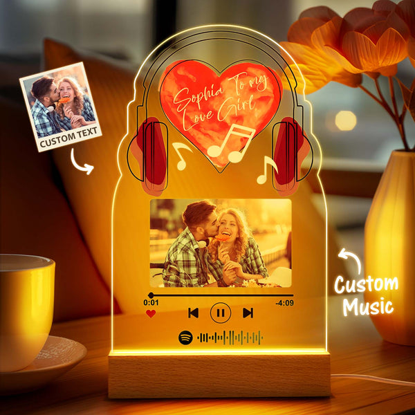 Personalized Romantic Love Music Acrylic Night Light Gift for Couple Home Decor - photowatch