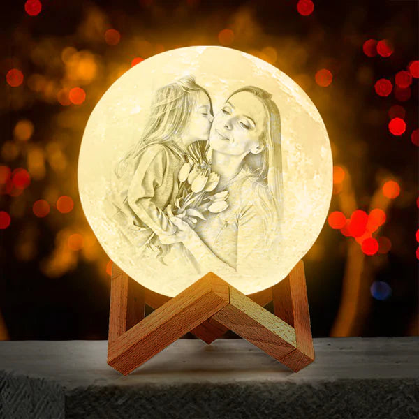 Gifts for Mom Custom 3D Printing Photo Moon Lamp & Engraving Custom 3D Print Luna Light Painting Light