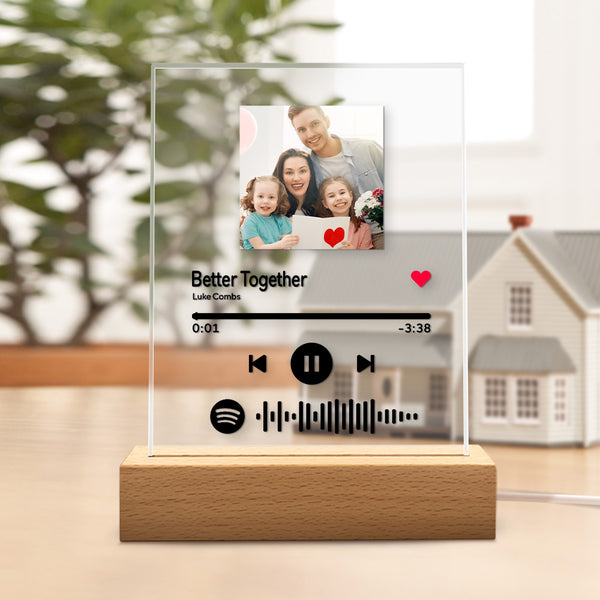 Scannable Custom Spotify Code Music Acrylic Glass Plaque/Keychain/Night Light for Family