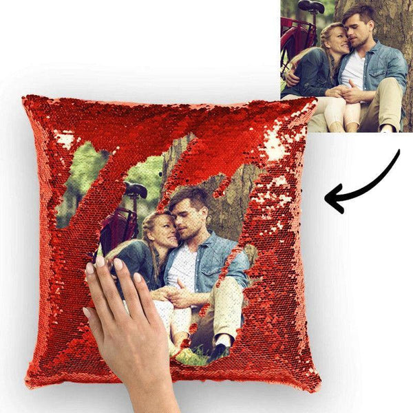 Photo Magic Sequins Pillowcase Red Sequin Cushion Best Gifts 15.75inch * 15.75inch - photowatch