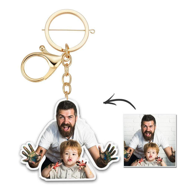 Custom Photo Keychain Colorful Picture Unique Design Father's Gifts - photowatch